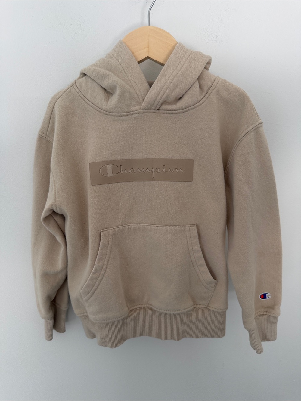 Champion Kids Crewneck Hoodie in Taupe Beige Size 4 Years